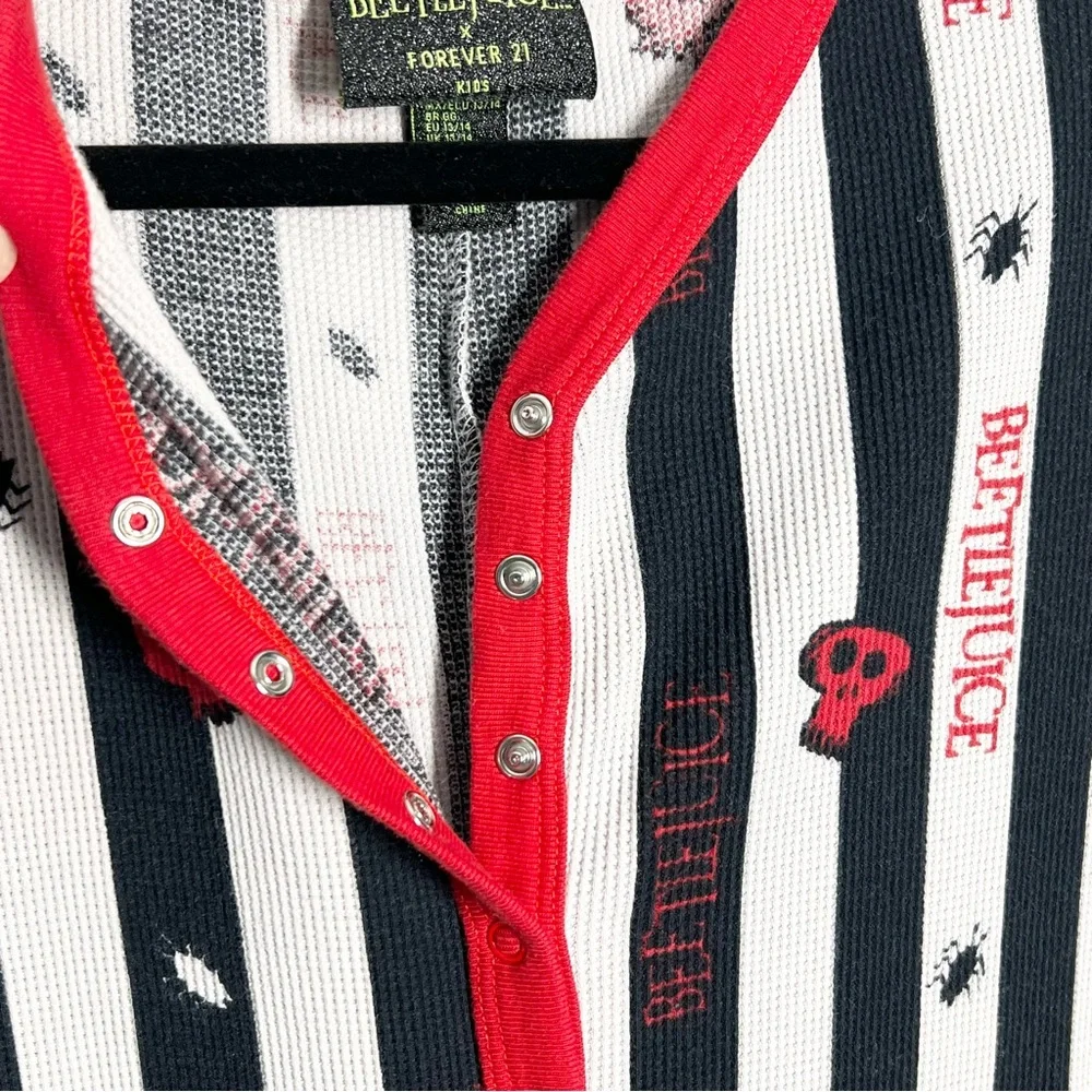 Beetlejuice x Forever 21 Kids Thermal Pajama Union Suit Skulls 13/14 L/XL